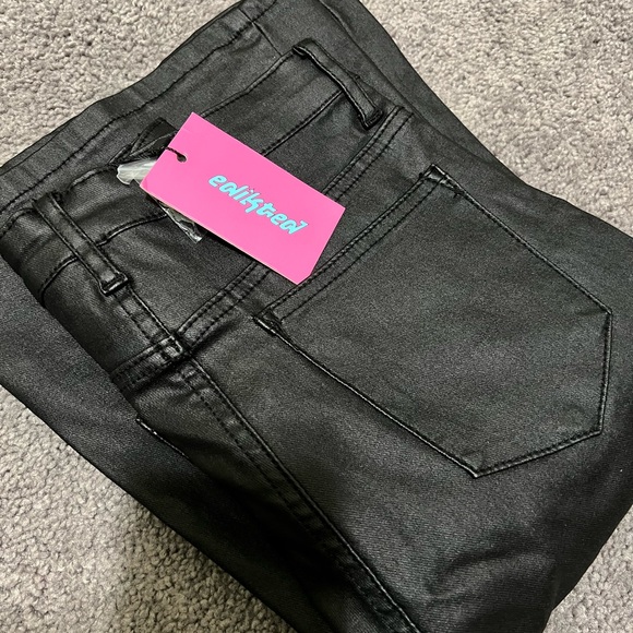 Faux Leather Flare Jeans - Picture 5 of 5